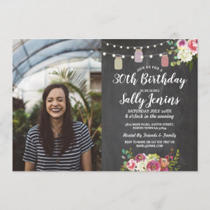 Rustic Jars Foto van Birthday Party Chalk Floral Kaart