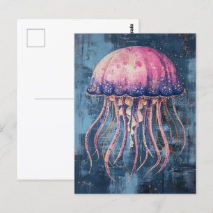 Rustic Jellyfish Oil Painting Briefkaart
