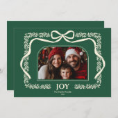 Rustic Joy Christmas Bow Ribbon Foto Lijst Kaart (Voorkant / Achterkant)