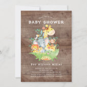 Rustic Jungle Animaux Baby Shower Invitations (Devant)