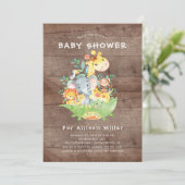 Rustic Jungle Animaux Baby Shower Invitations (Debout devant)