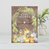 Rustic Jungle Safari Invitation Baby shower neutre (Debout devant)