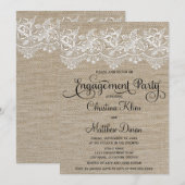 Rustic Jute and Lace Engagement Party Kaart (Voorkant / Achterkant)