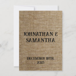 Rustic Jute Bruiloft Bedankkaart – Personaliseer