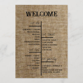Rustic Jute Bruiloftsprogramma – Gepersonaliseerd Programma