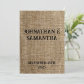 Rustic Jute Bruiloftsprogramma – Gepersonaliseerd Programma (Staand voorkant)