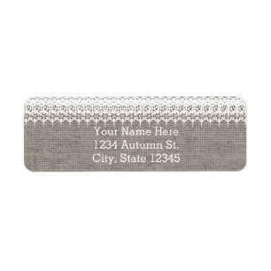 Rustic jute & elegante kanten trouwuitnodiging etiket