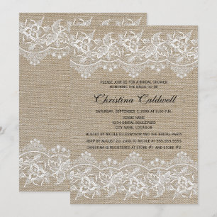 Rustic Jute en Lace look Vrijgezellenfeest Kaart