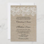 Rustic Jute en Lace Wedding Kaart (Voorkant)