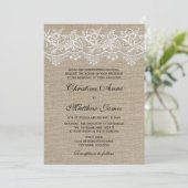 Rustic Jute en Lace Wedding Kaart (Staand voorkant)