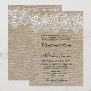 Rustic Jute en Lace Wedding Kaart