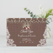 Rustic jute kant slingerlichten bruiloft bedankt (Staand voorkant)