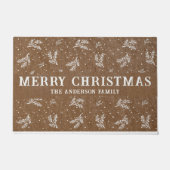 Rustic kerst kerst Holly Berries Craft paper Deurmat (Voorkant)