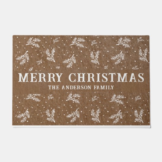 Rustic kerst kerst Holly Berries Craft paper Deurmat (Voorkant)