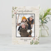 Rustic Kerst Neutral Natural Birch Foto Feestdagenkaart (Staand voorkant)