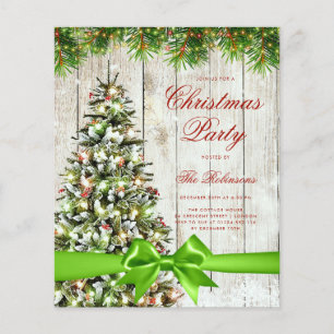 Rustic Kerstboom Uitnodigingsprogramma Menu Groen