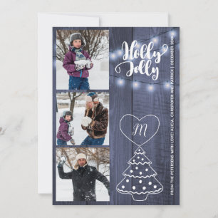 Rustic Kerstfeest 3 foto's collage blauwe schuur h Feestdagenkaart