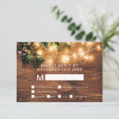 Rustic Kerstmis landelijke maretak RSVP bruiloft (Staand voorkant)