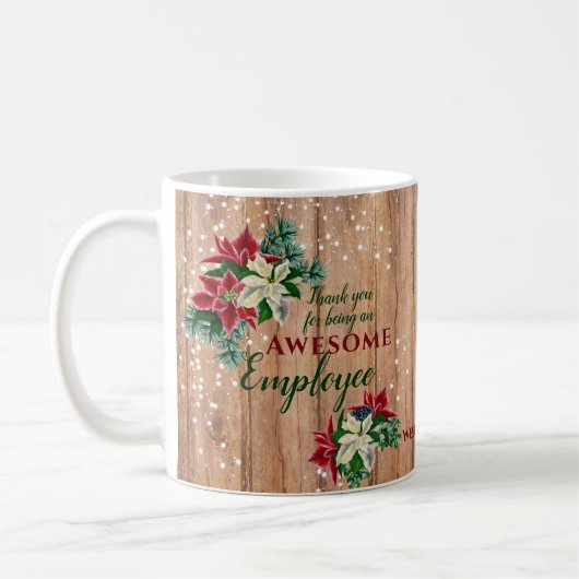 Rustic Kerstmis Werknemer Waardering Bloemen Koffiemok (Links)