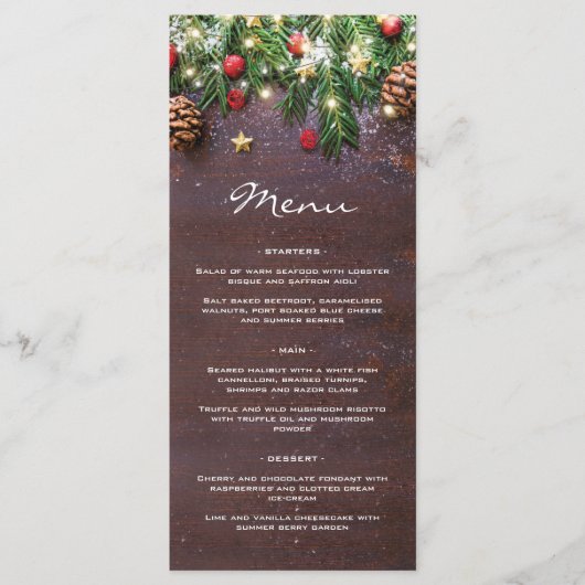 Rustic Kerstvakantie Dinner Party Menu (Voorkant)
