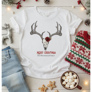 Rustic Kind Deer Head Reindeer Skull Antlers T-shirt