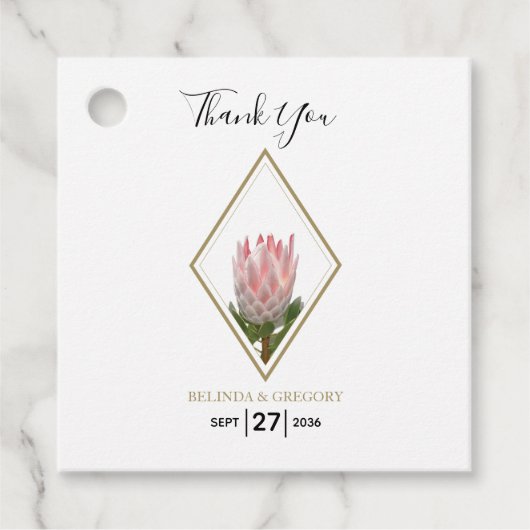 Rustic King Protea Wedding Gift Bedankjes Labels (Voorkant)