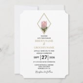 Rustic King Protea Wedding Invitations Kaart (Voorkant)