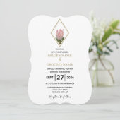 Rustic King Protea Wedding Invitations Kaart (Staand voorkant)