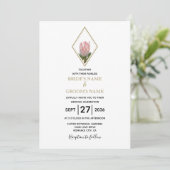 Rustic King Protea Wedding Invitations Kaart (Staand voorkant)