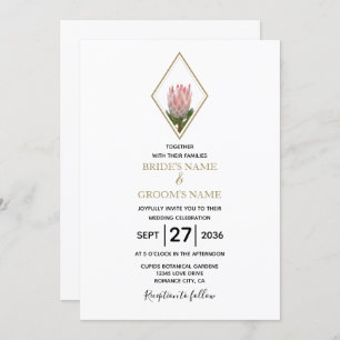 Rustic King Protea Wedding Invitations Kaart