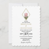 Rustic King Protea Wedding Invitations Kaart (Voorkant)