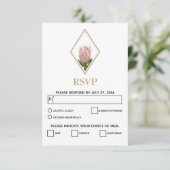 Rustic King Protea Wedding RSVP Kaarten (Staand voorkant)