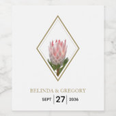 Rustic King Protea Wedding Wijn Etiket (Enkel label)