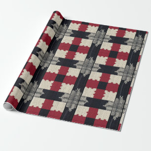 Rustic Knit Snowflake Plaid - Gezellige Winter Boh Cadeaupapier