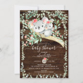 Rustic Koala Bear Girls Baby shower Invitation (Devant)