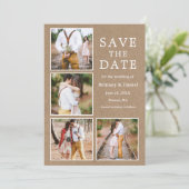 Rustic Kraft 4 Foto Verloving Save The Date (Staand voorkant)
