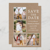 Rustic Kraft 4 Foto Verloving Save The Date (Voorkant / Achterkant)