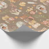 Rustic Kraft All Ethnicity  Baby & Vrienden Cadeaupapier (Hoek)