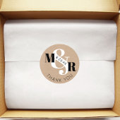 Rustic Kraft Ampersand Monogram bruiloft Dank u Ronde Sticker