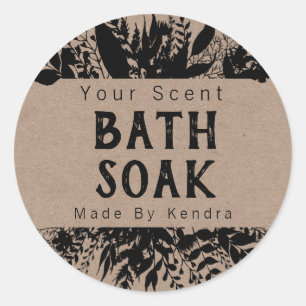 Rustic Kraft and Black Bath Bomb Salt Soak Ronde Sticker