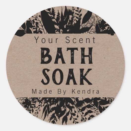 Rustic Kraft and Black Bath Bomb Salt Soak Ronde Sticker (Voorkant)