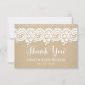Rustic Kraft and Lace Wedding Monogram Bedankkaart (Voorkant)