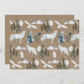 Rustic Kraft Arctic Hare Wolf Fox Snowy Owl Blank Kaart (Voorkant / Achterkant)
