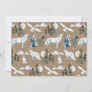 Rustic Kraft Arctic Hare Wolf Fox Snowy Owl Blank Kaart