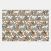 Rustic Kraft Arctic Hare Wolf Fox Snowy Owl Inpakpapier Vel (Voorkant)