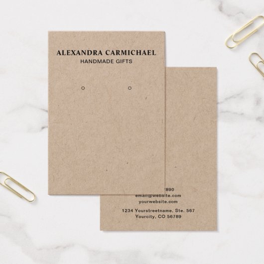 Rustic Kraft Artisan Earring Jewelry Display Kaart (Kantoor)