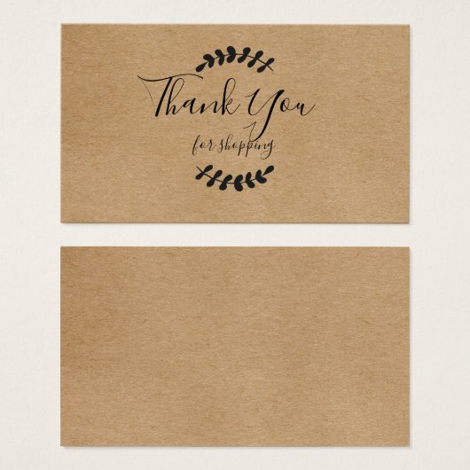 Rustic Kraft bedankt voor het winkelen van Kaart (Voorkant /achterkant)