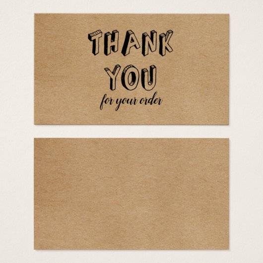 Rustic Kraft bedankt voor uw bestelling Visitekaartje (Voorkant /achterkant)