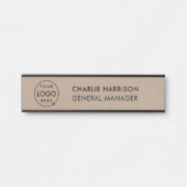 Rustic Kraft | Bedrijfs Logo Moderne Personeel Deurbordje (Voorkant)