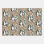 Rustic Kraft Bernese Dogs Being Naughty & Nice Inpakpapier Vel (Voorkant 3)